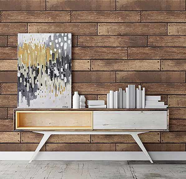 WEATHERED BROWN NAILHEAD PLANK FD23277 Wallpaper
