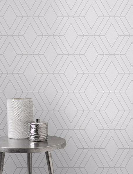 WM423440 Geometric Gray Silver Glitter Triangle Wallpaper - wallcoveringsmart
