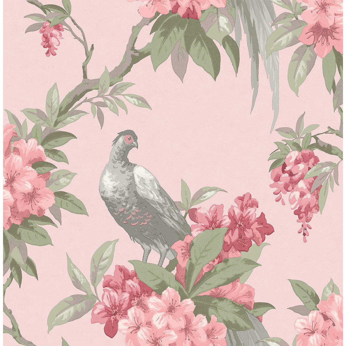 M1665 Golden Pheasant Pink Floral Wallpaper