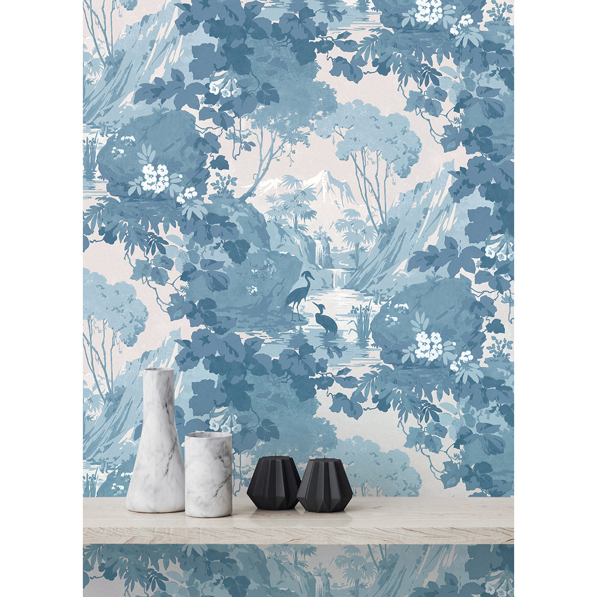 M1675 Eden Blue Crane Lagoon Wallpaper
