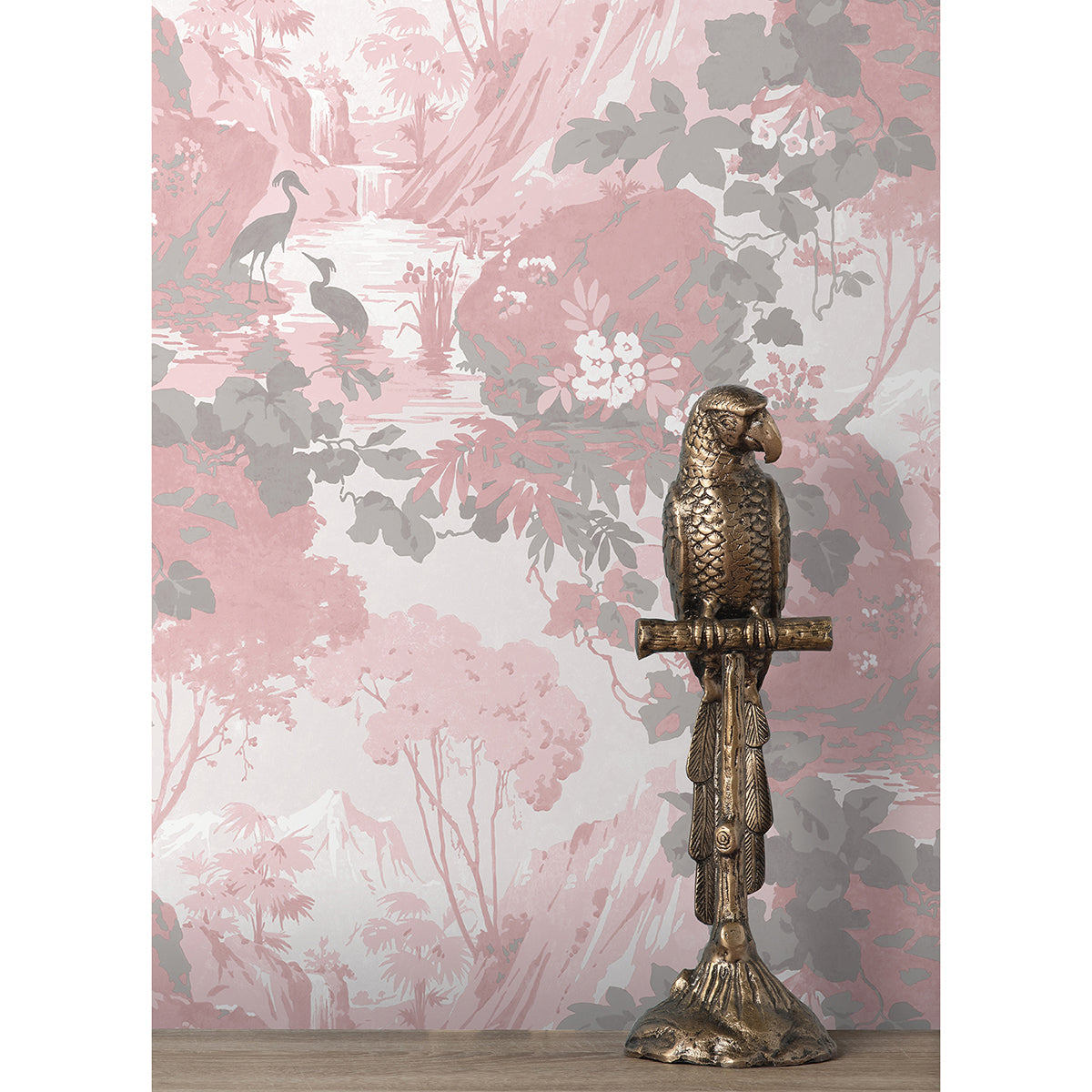 M1676 Eden Pink Crane Lagoon Wallpaper