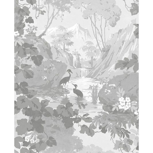 M1677 Eden Grey Crane Lagoon Wallpaper 