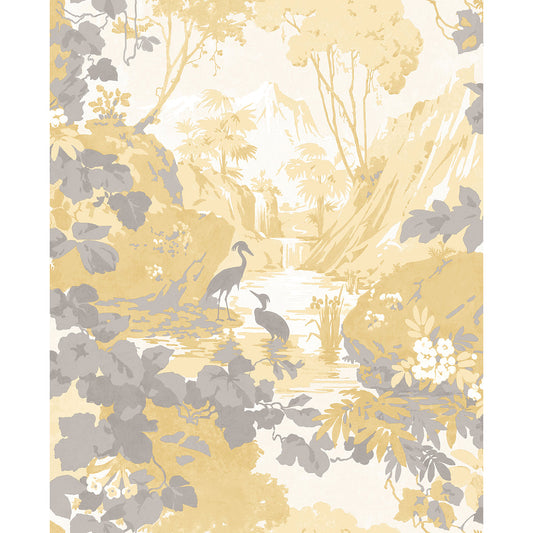 M1678 Eden Mustard Crane Lagoon Wallpaper