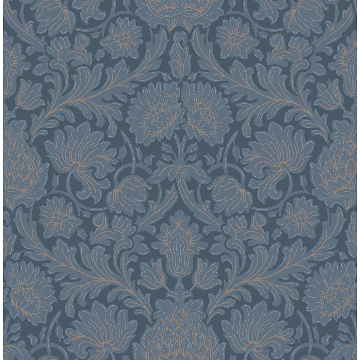 M1681 Bamburg Dark Blue Floral Wallpaper