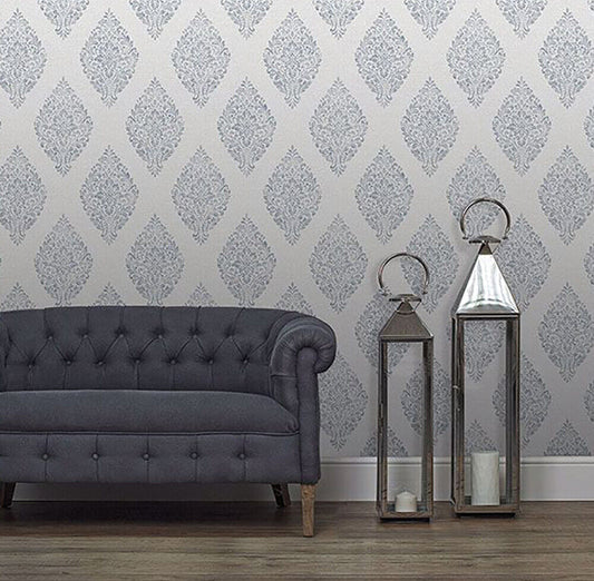 2834-25044 PASCALE LIGHT GREY MEDALLION WALLPAPER rolls Victorian wallcoverings
