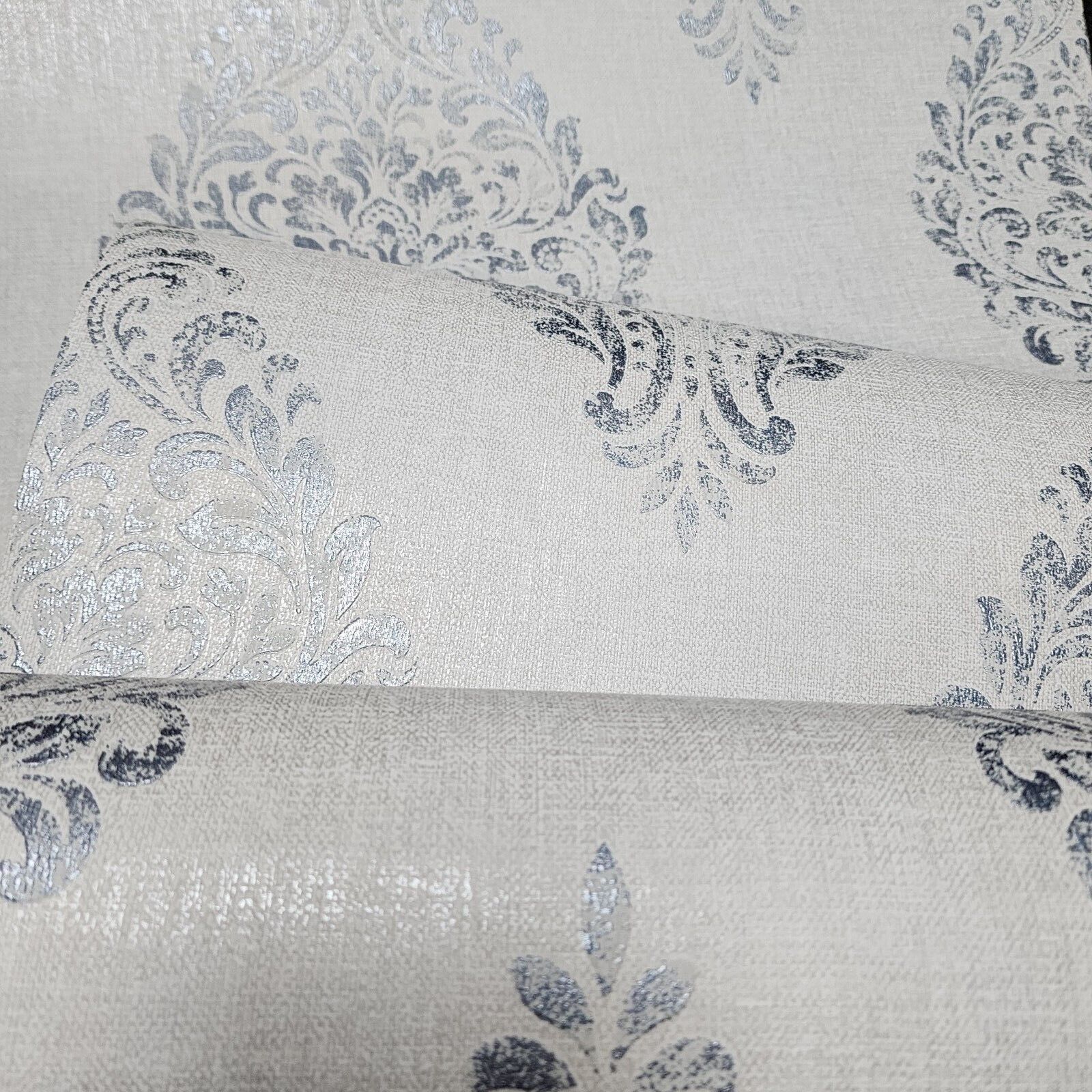 2834-25044 PASCALE LIGHT GREY MEDALLION WALLPAPER rolls Victorian wallcoverings