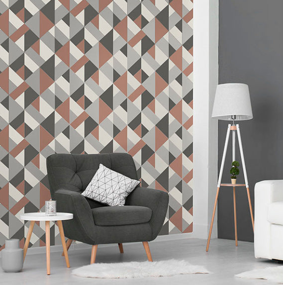 DELANO COPPER STRUCTURED GEO WALLPAPER