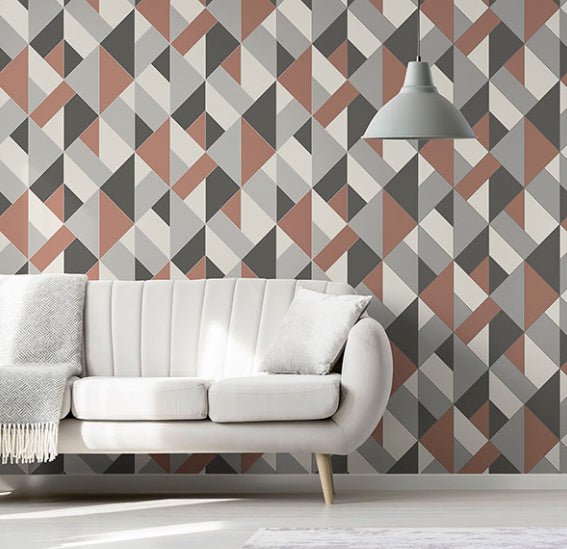 DELANO COPPER STRUCTURED GEO WALLPAPER