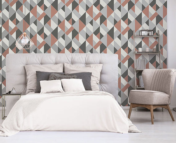 DELANO COPPER STRUCTURED GEO WALLPAPER