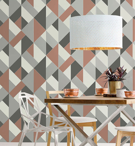 DELANO COPPER STRUCTURED GEO WALLPAPER
