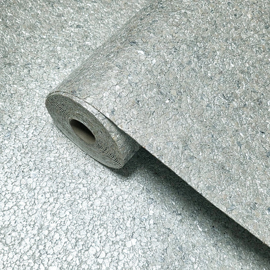 WM0002MBP Gray silver metallic Pearl Big Chip Natural Real Mica Stone Wallpaper Textured