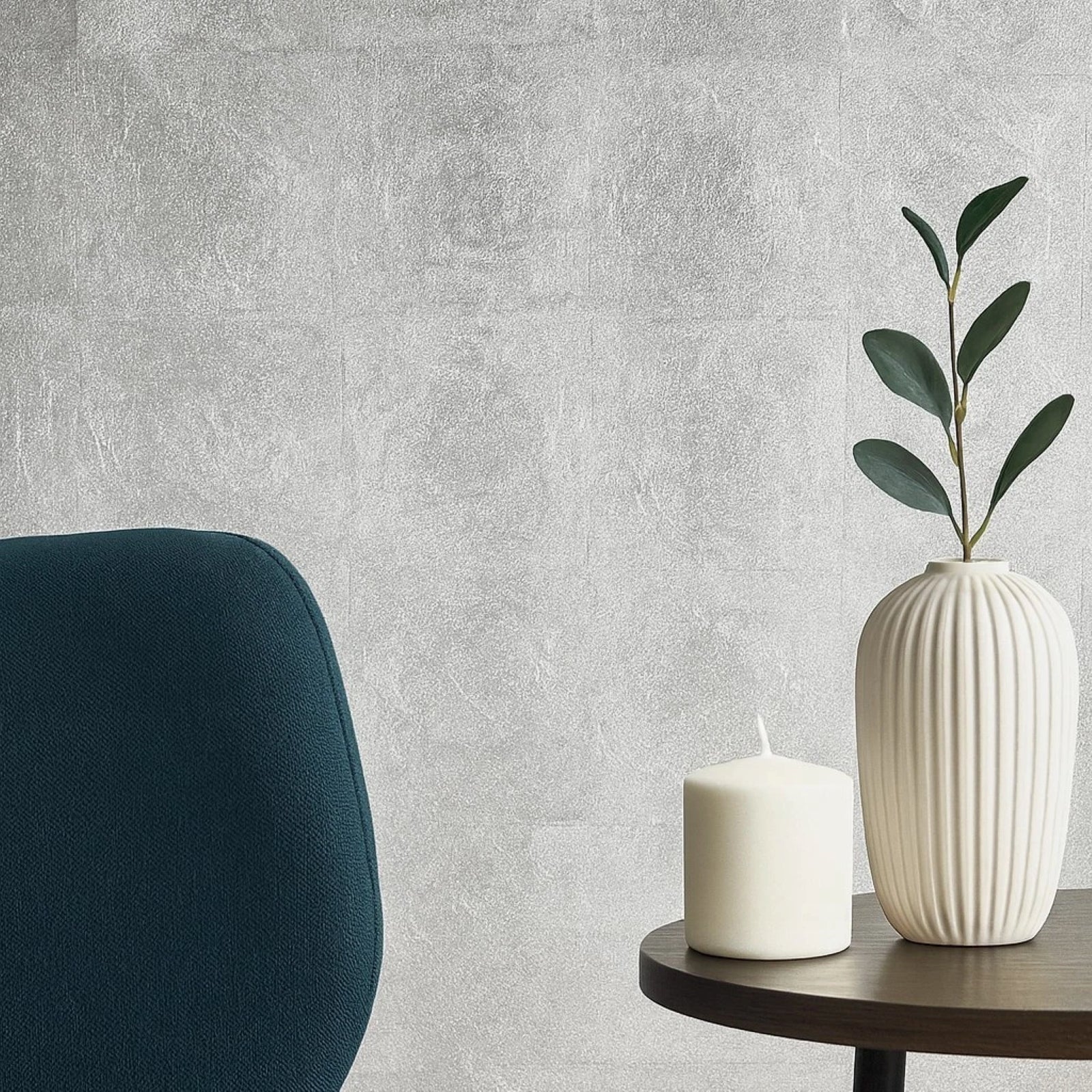 WM006MLS Square leaf tile foil silver metallic Shiny Modern contemporary luxury Wallpaper