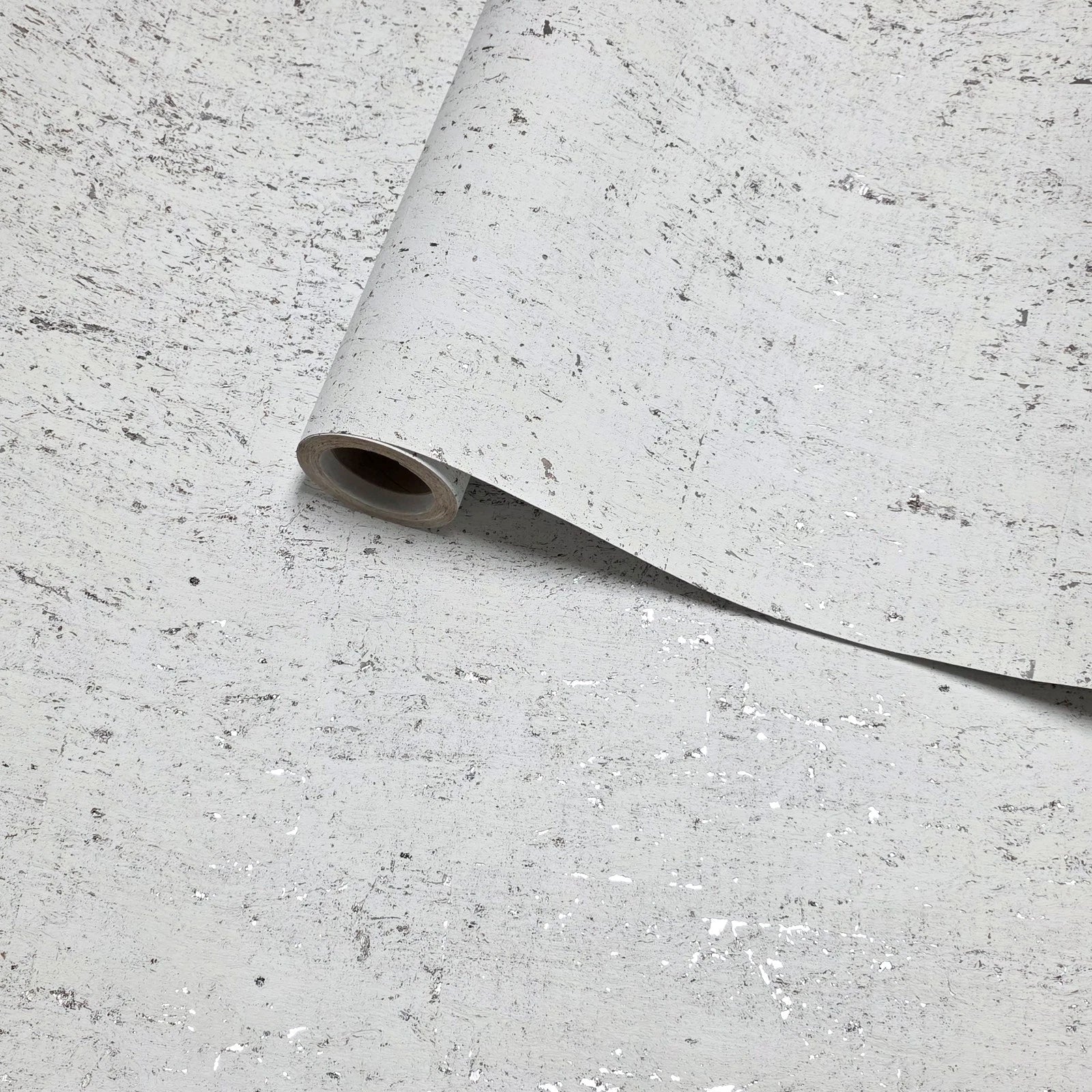 WM011KCS Real Natural cork matte off white silver metallic foil textured modern Wallpaper