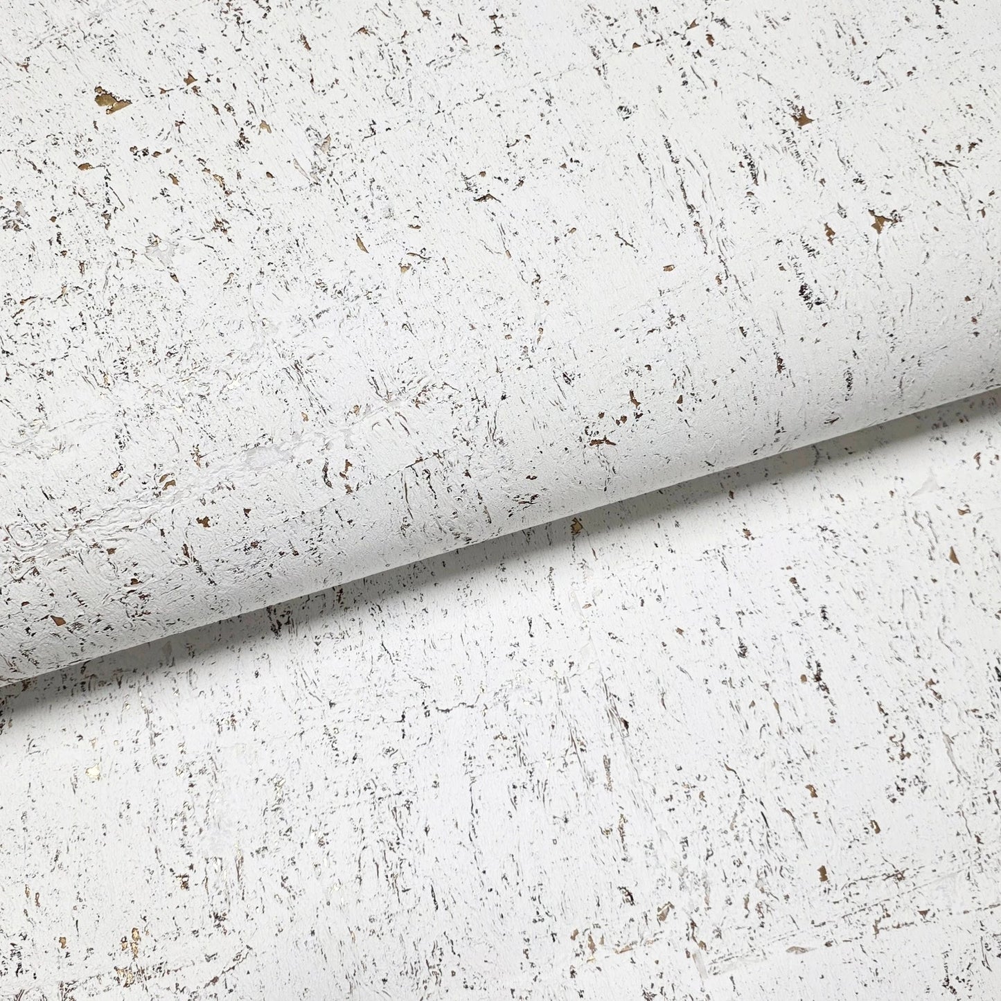 WM012KCG Real natural cork textured matte white gold metallic foil modern eco Wallpaper