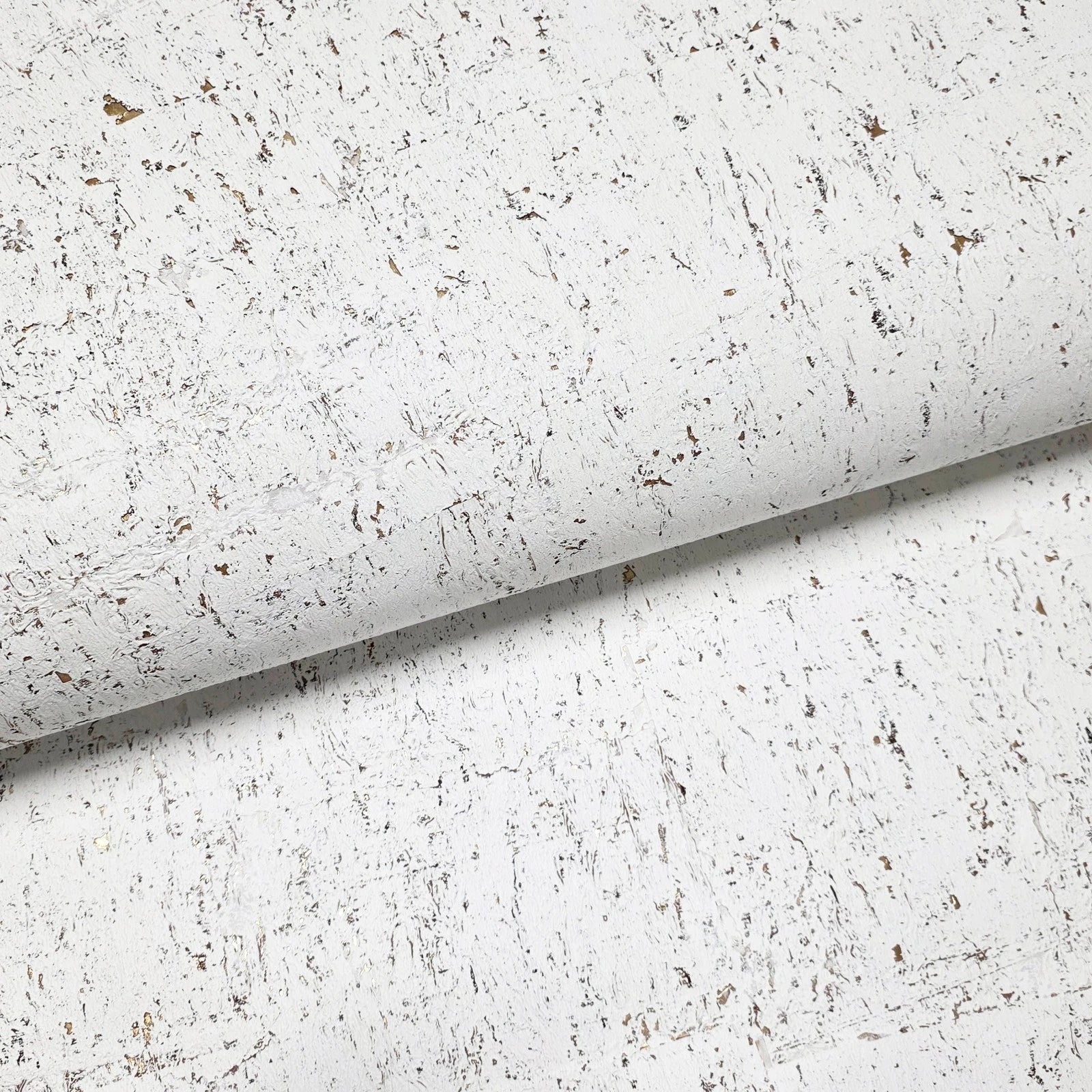 WM012KCG Real natural cork textured matte white gold metallic foil modern eco Wallpaper
