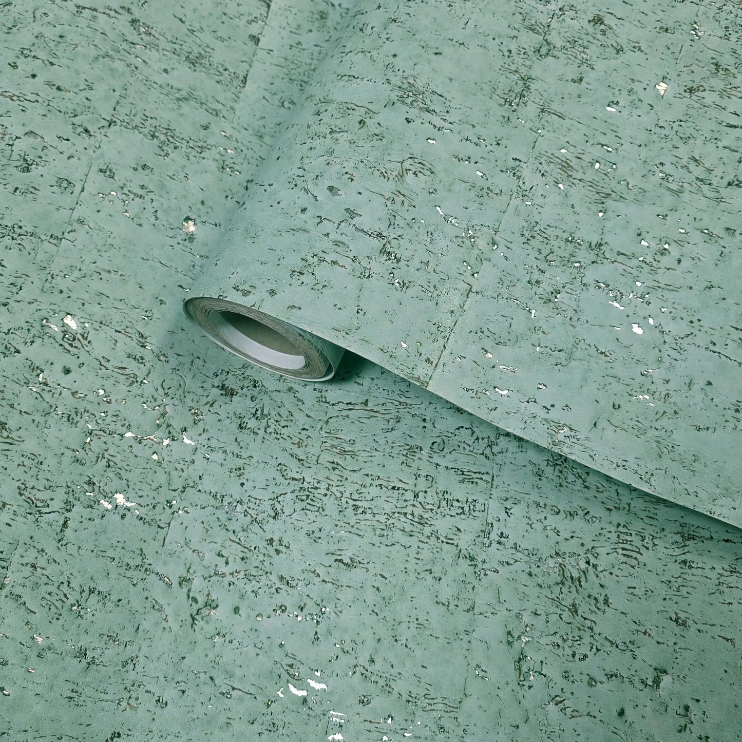 WM017KCS Real natural cork matte mint green silver metallic textured eco modern Wallpaper