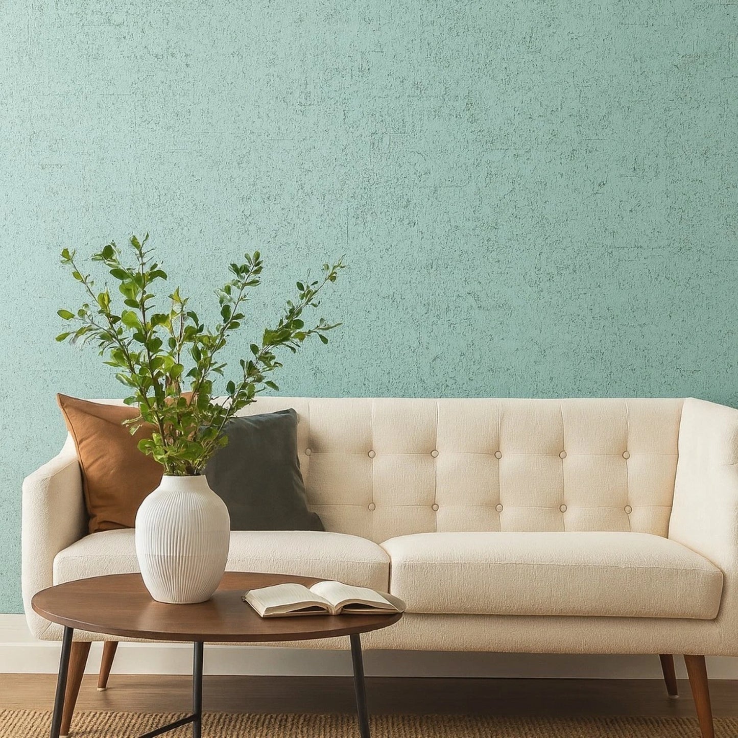 WM017KCS Real natural cork matte mint green silver metallic textured eco modern Wallpaper