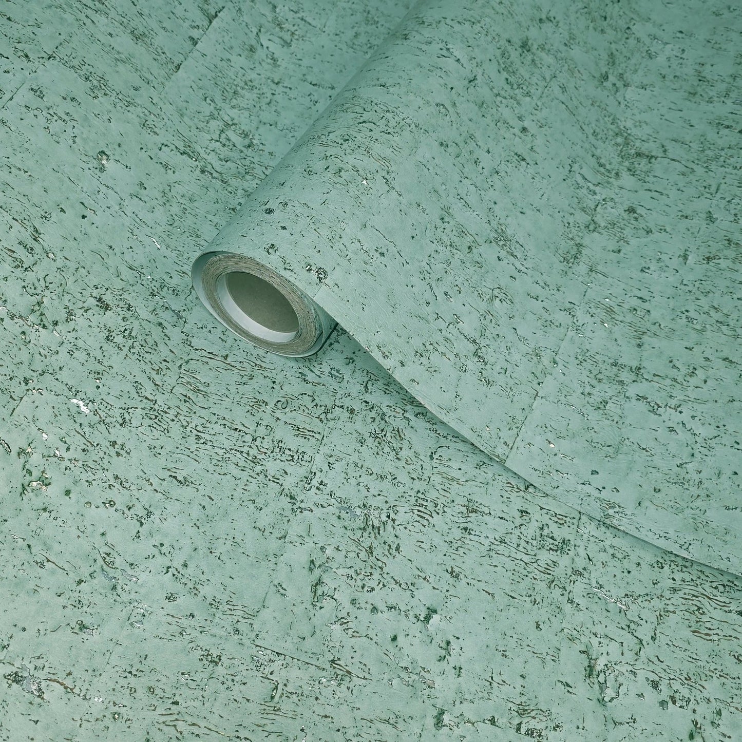 WM017KCS Real natural cork matte mint green silver metallic textured eco modern Wallpaper