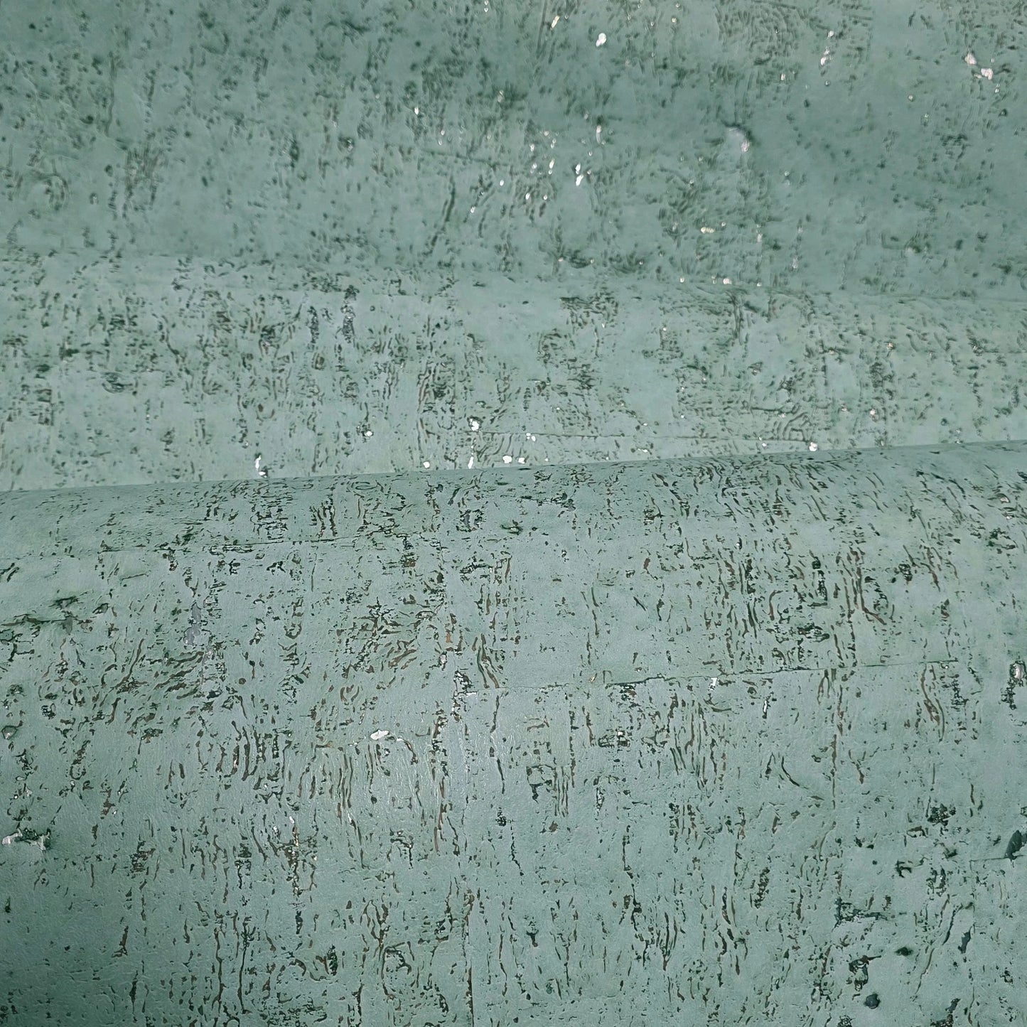 WM017KCS Real natural cork matte mint green silver metallic textured eco modern Wallpaper