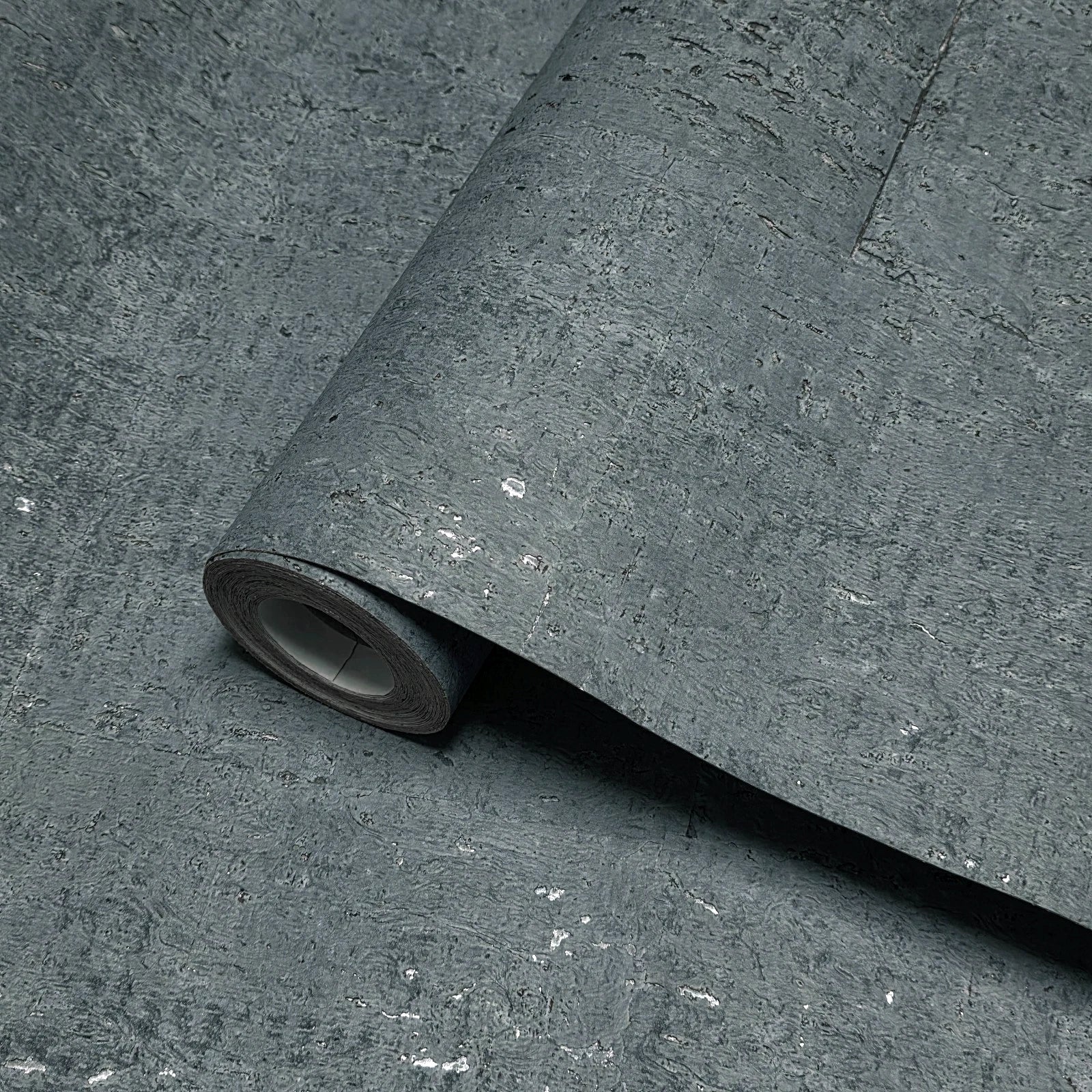 WM018KCS Real Natural cork matte blue gray silver metallic foil textured modern Wallpaper