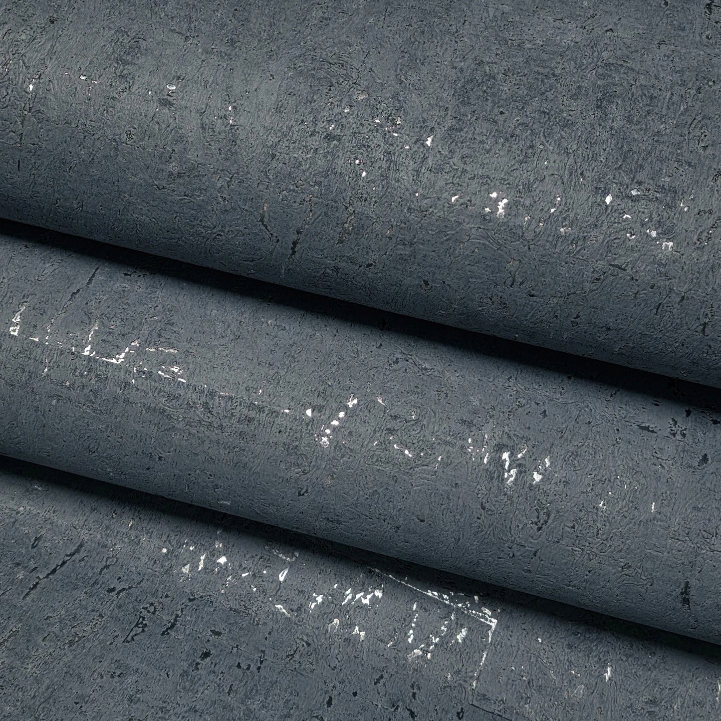 WM018KCS Real Natural cork matte blue gray silver metallic foil textured modern Wallpaper