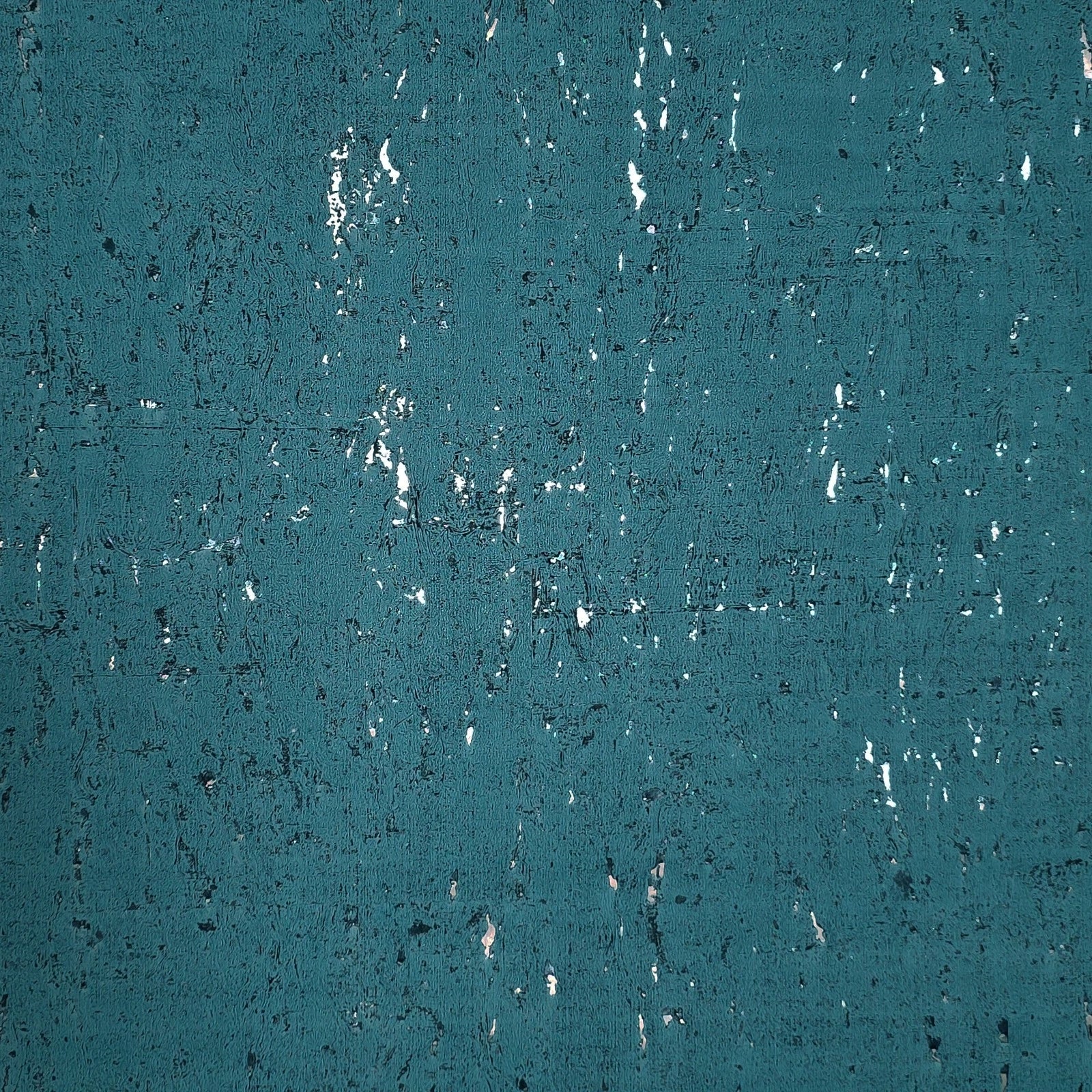 WM019KCS Real natural cork textured matte teal blue silver metallic foil modern Wallpaper