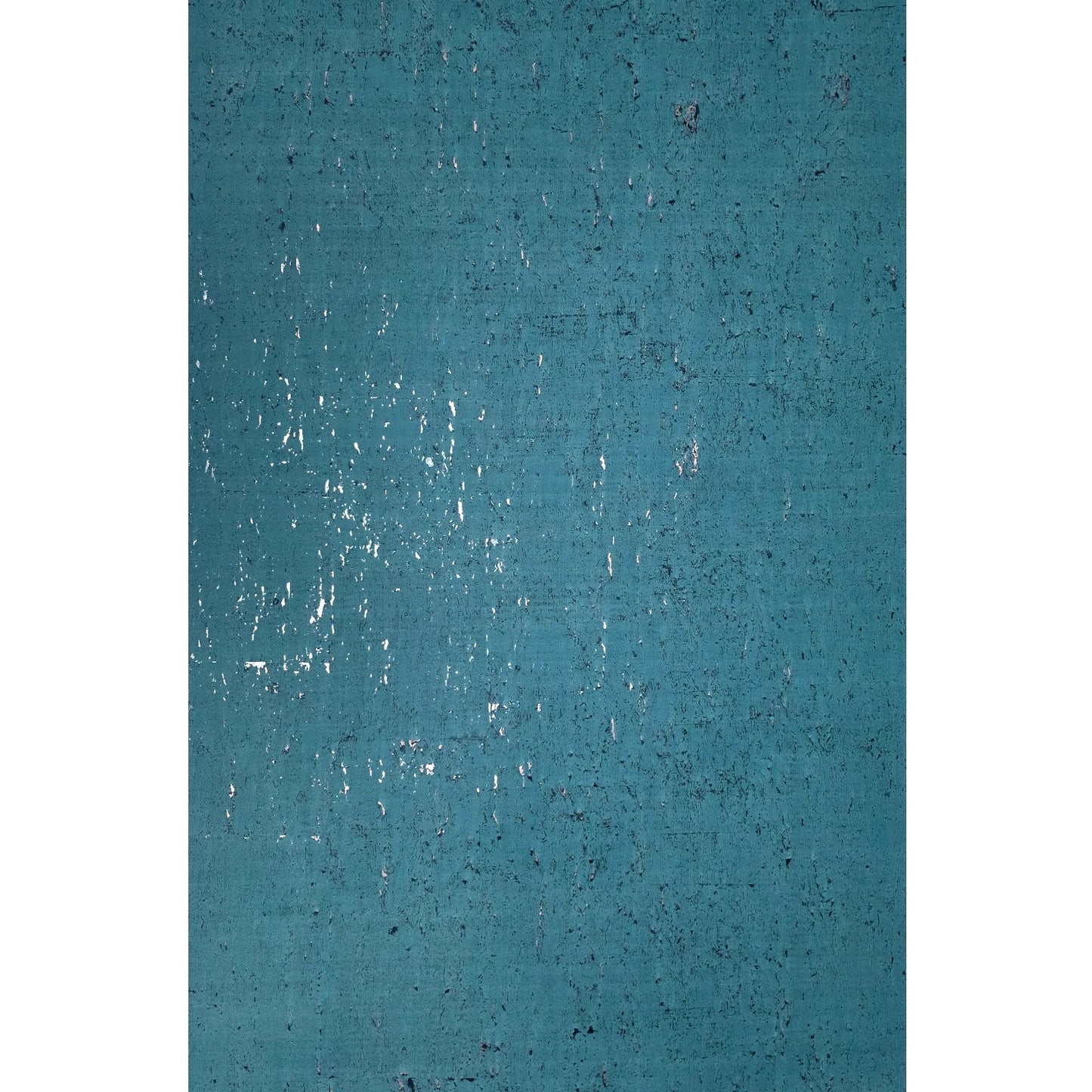 WM019KCS Real natural cork textured matte teal blue silver metallic foil modern Wallpaper
