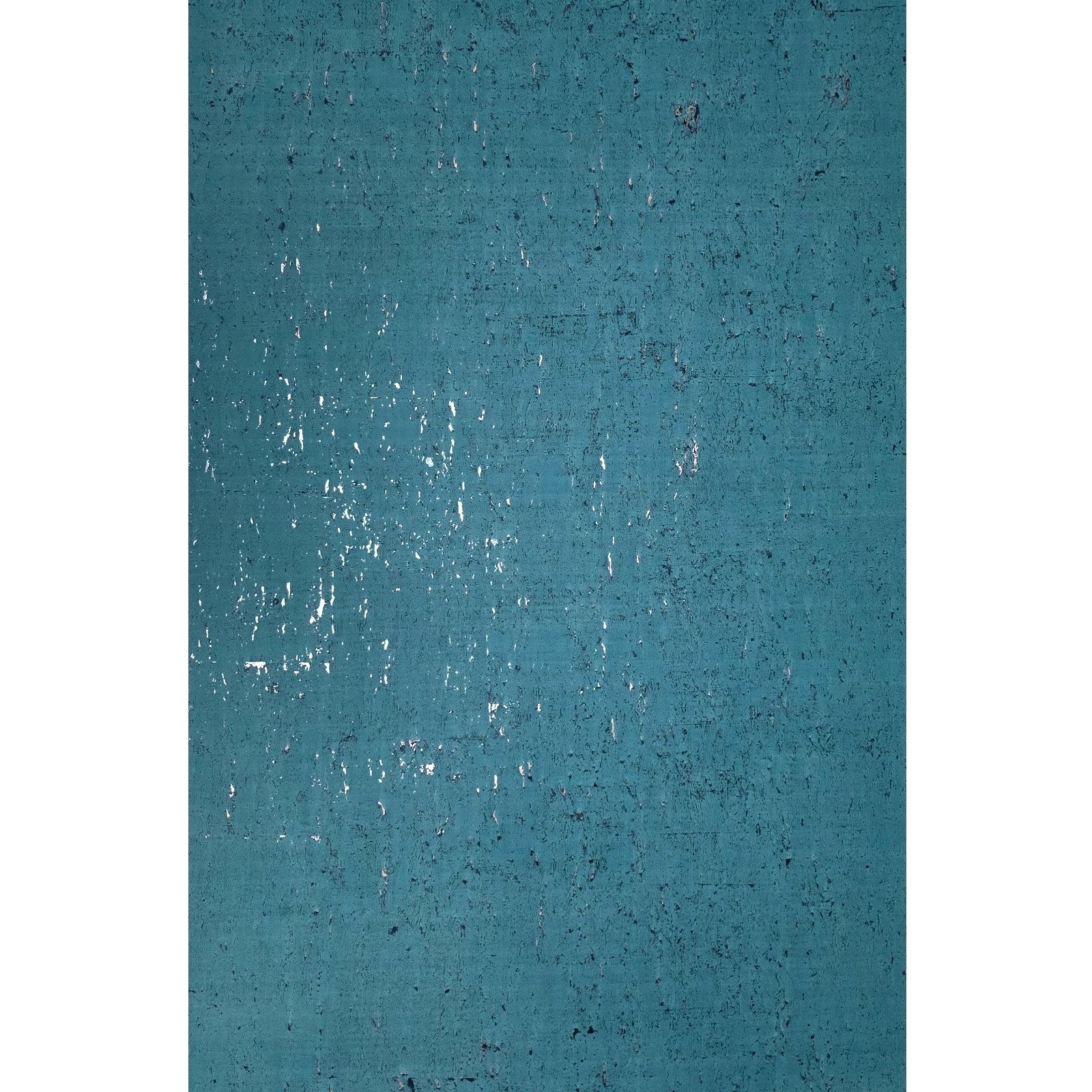 WM019KCS Real natural cork textured matte teal blue silver metallic foil modern Wallpaper