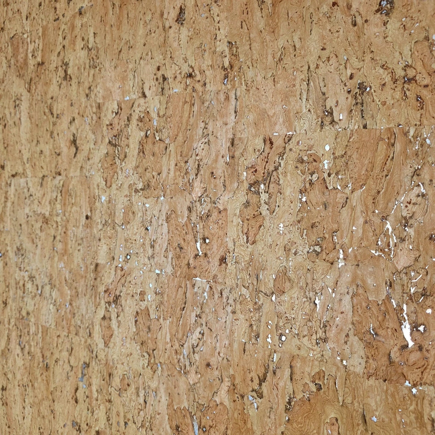WM020KCG Real Natural cork organic sand brown silver metallic foil textured eco Wallpaper