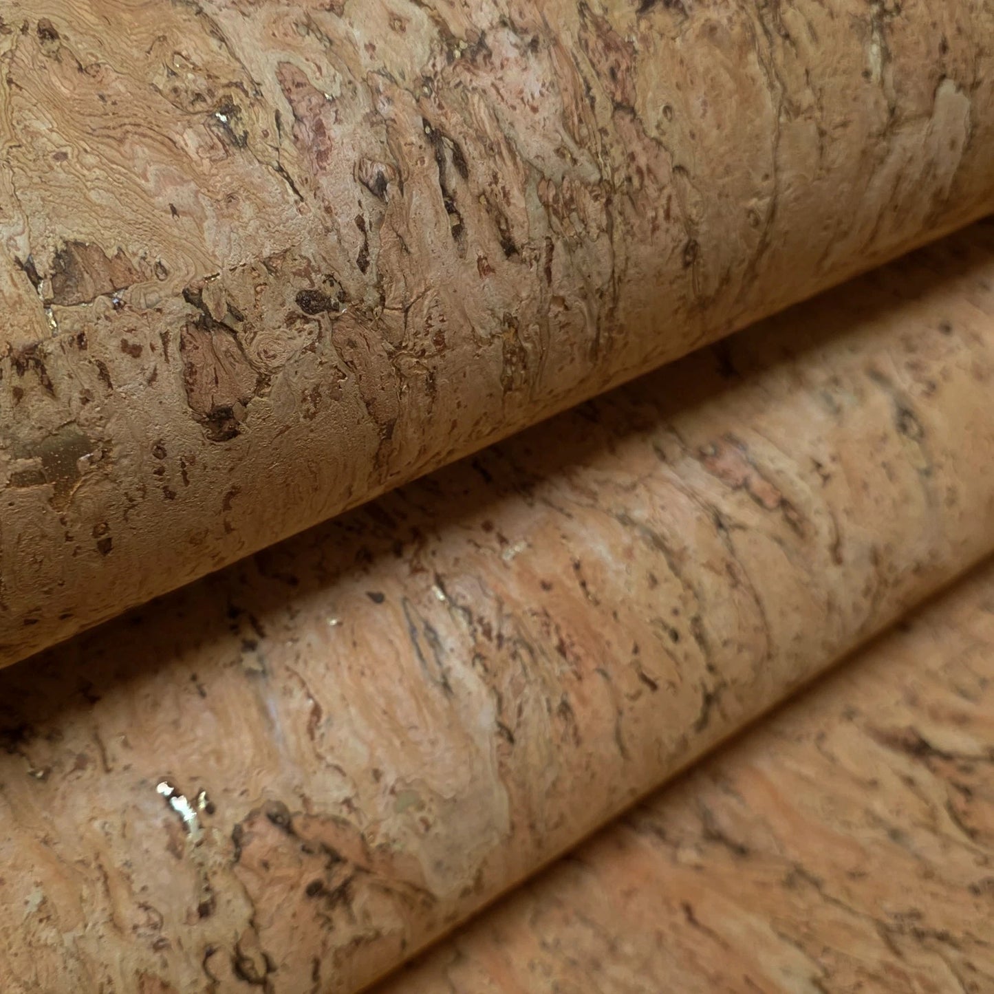 WM021KCG Real Natural cork organic sand brown gold metallic foil textured eco Wallpaper