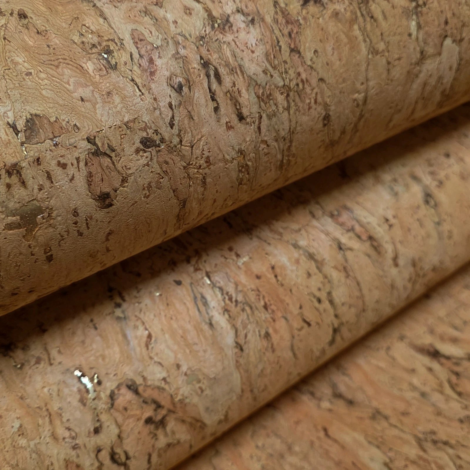 WM021KCG Real Natural cork organic sand brown gold metallic foil textured eco Wallpaper