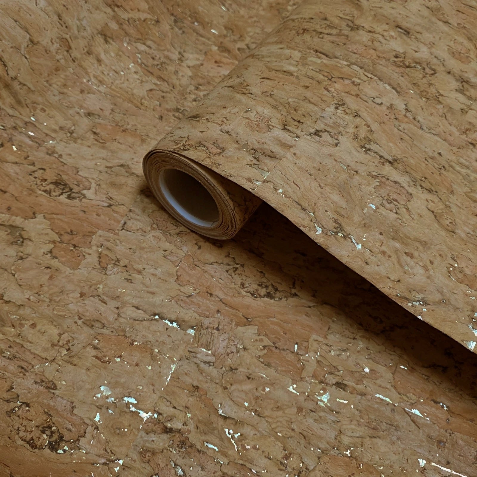 WM021KCG Real Natural cork organic sand brown gold metallic foil textured eco Wallpaper