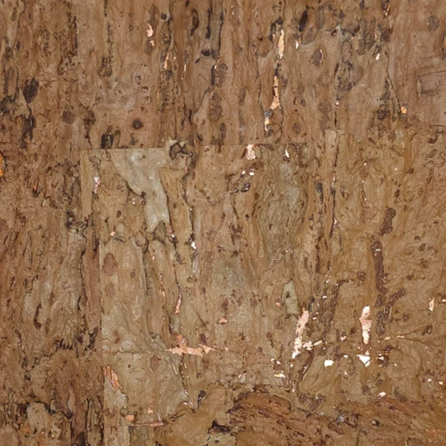 WM022KCC Real Natural cork organic sand brown copper metallic foil textured eco Wallpaper