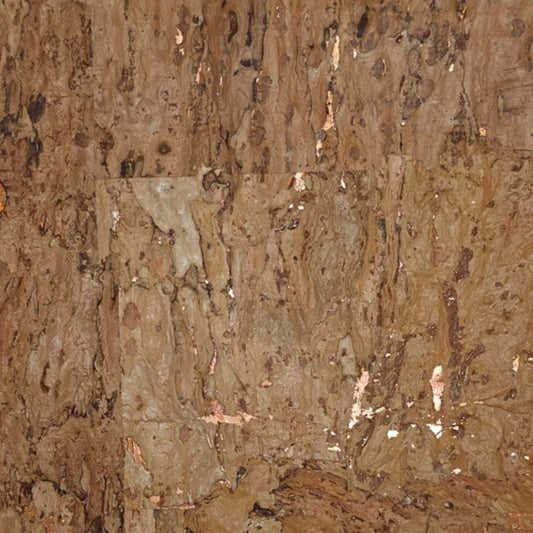 WM022KCC Real Natural cork organic sand brown copper metallic foil textured eco Wallpaper