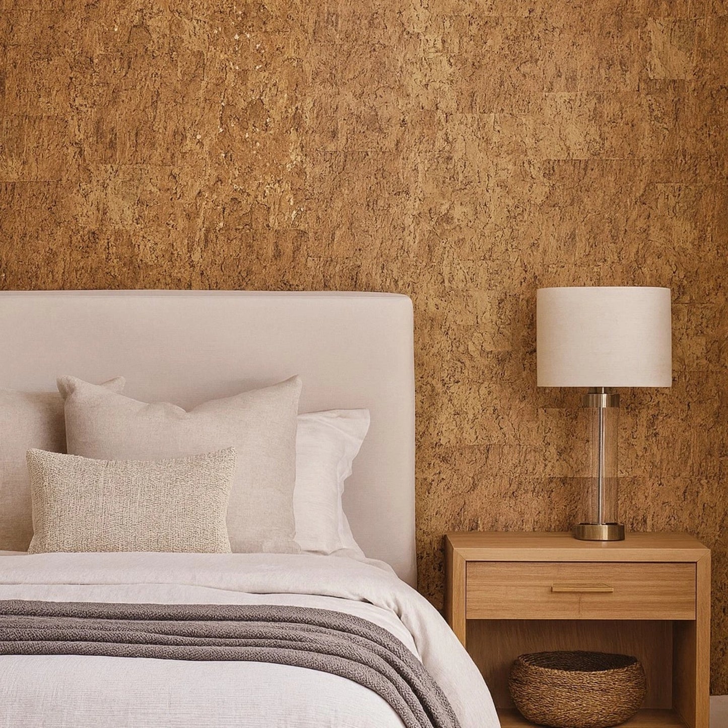 WM022KCC Real Natural cork organic sand brown copper metallic foil textured eco Wallpaper