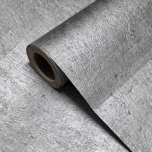 WM025KCS Real Natural cork silver on metallic foil textured Wallpaper modern wallcovering