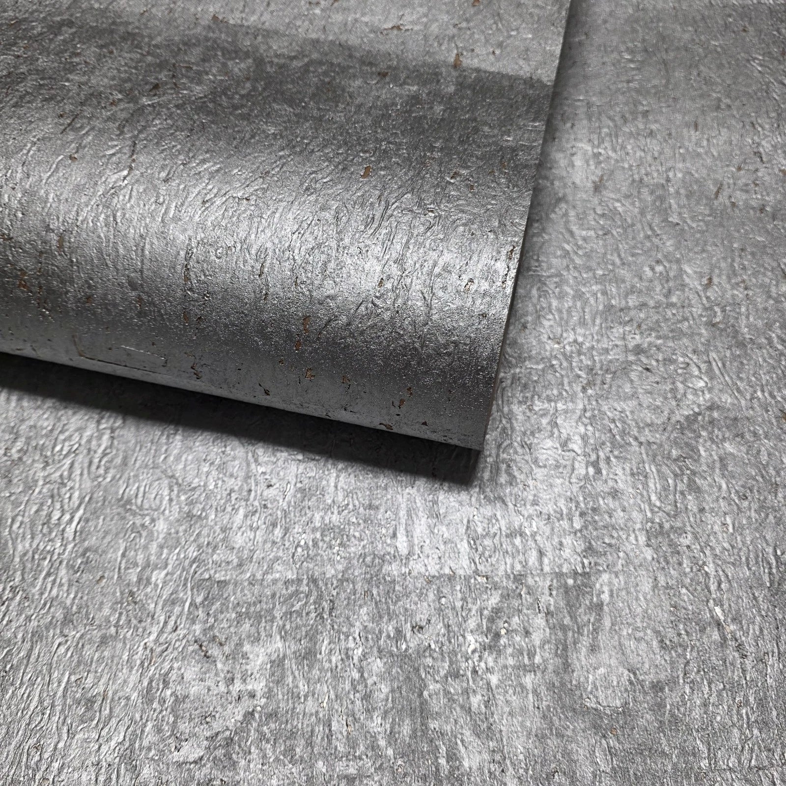 WM025KCS Real Natural cork silver on metallic foil textured Wallpaper modern wallcovering