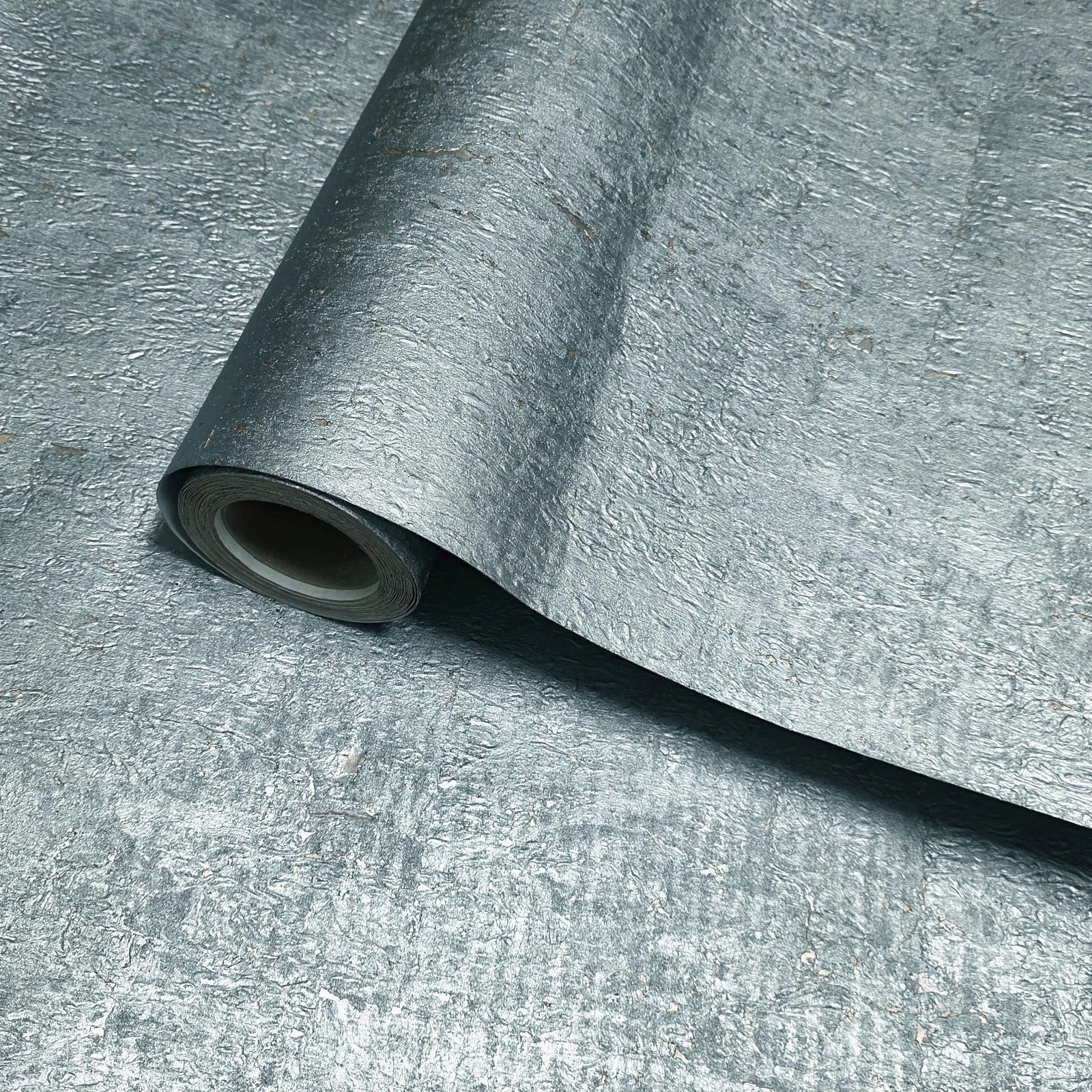 WM027KCS Real Natural cork baby blue hue silver metallic foil textured modern Wallpaper