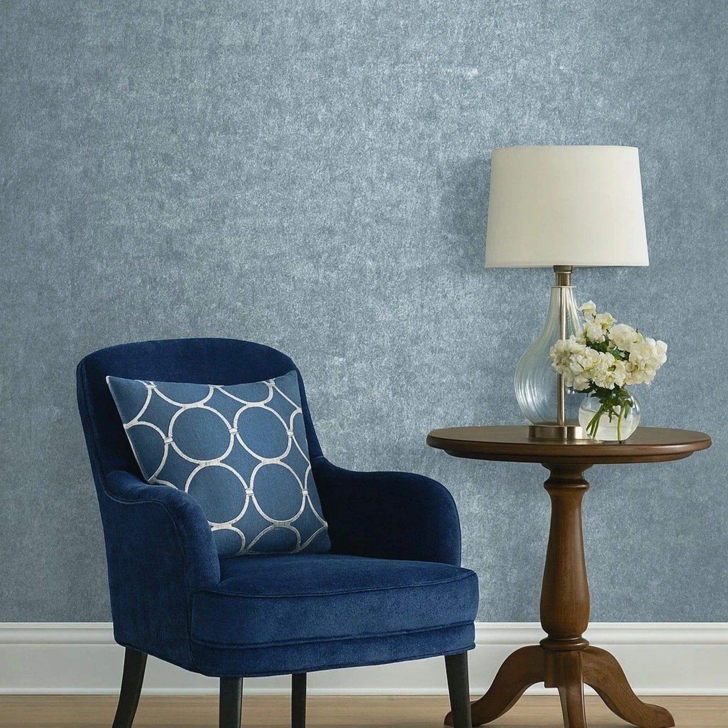 WM027KCS Real Natural cork baby blue hue silver metallic foil textured modern Wallpaper