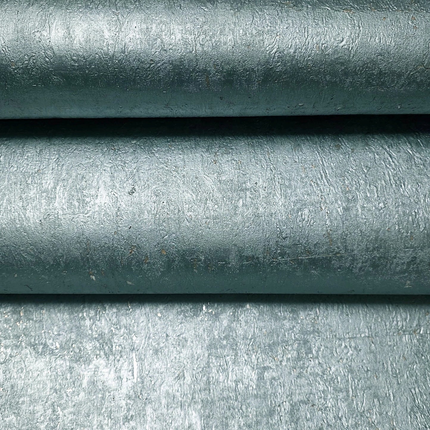 WM027KCS Real Natural cork baby blue hue silver metallic foil textured modern Wallpaper