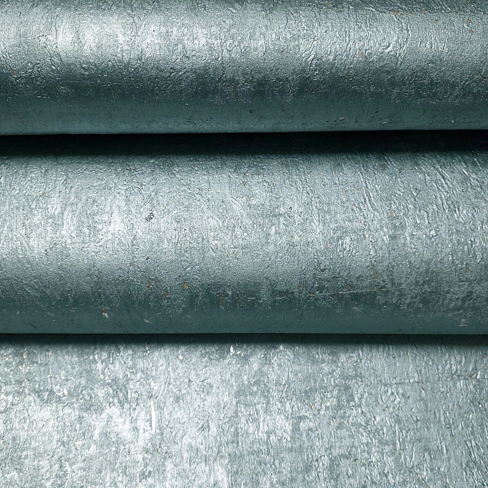 WM027KCS Real Natural cork baby blue hue silver metallic foil textured modern Wallpaper