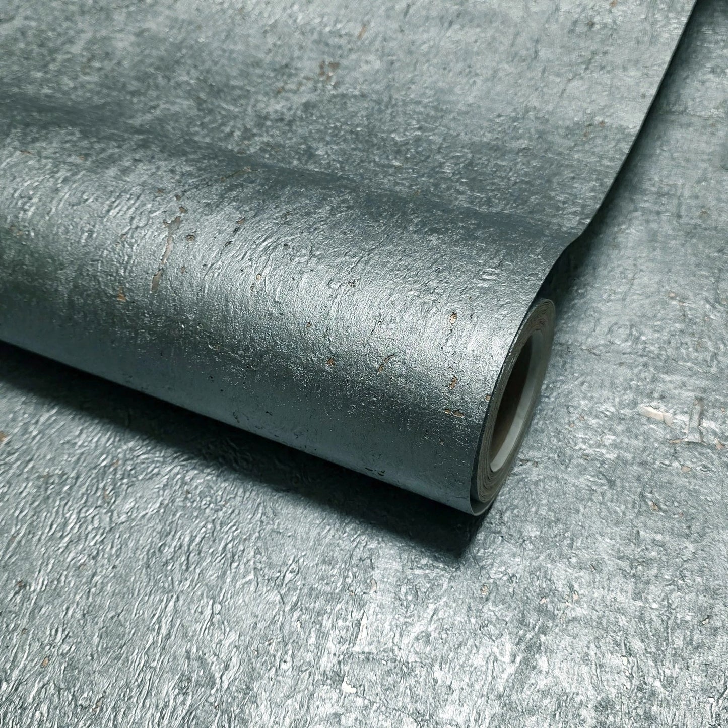 WM027KCS Real Natural cork baby blue hue silver metallic foil textured modern Wallpaper