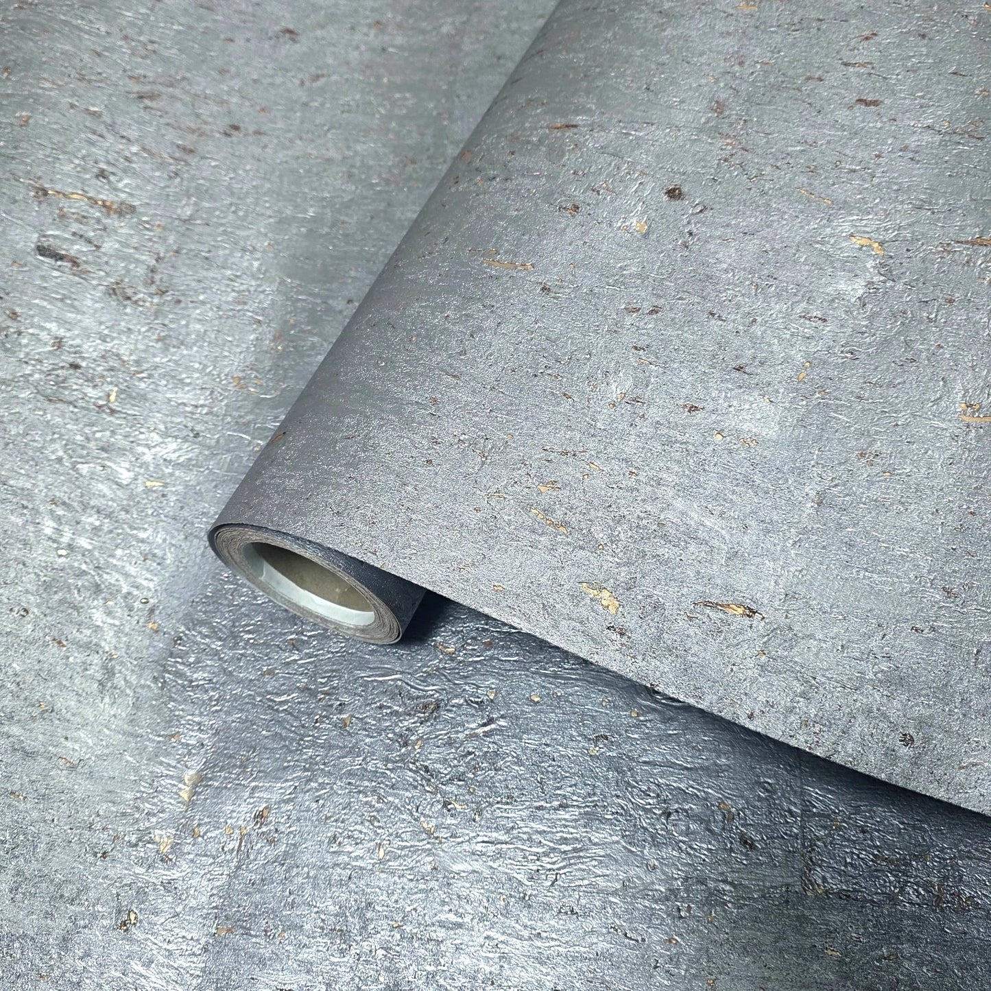 WM029KCG Real Natural cork wallcovering gray silver gold metallic foil textured Wallpaper