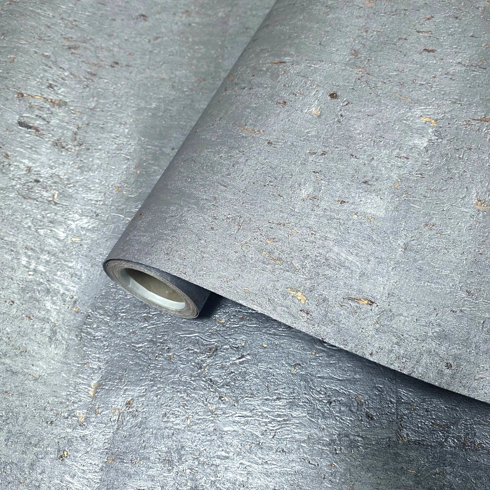 WM029KCG Real Natural cork wallcovering gray silver gold metallic foil textured Wallpaper