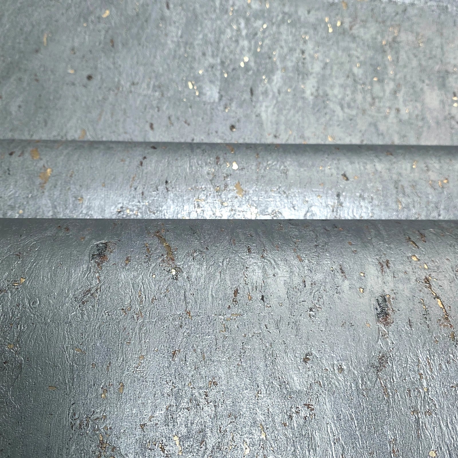 WM029KCG Real Natural cork wallcovering gray silver gold metallic foil textured Wallpaper