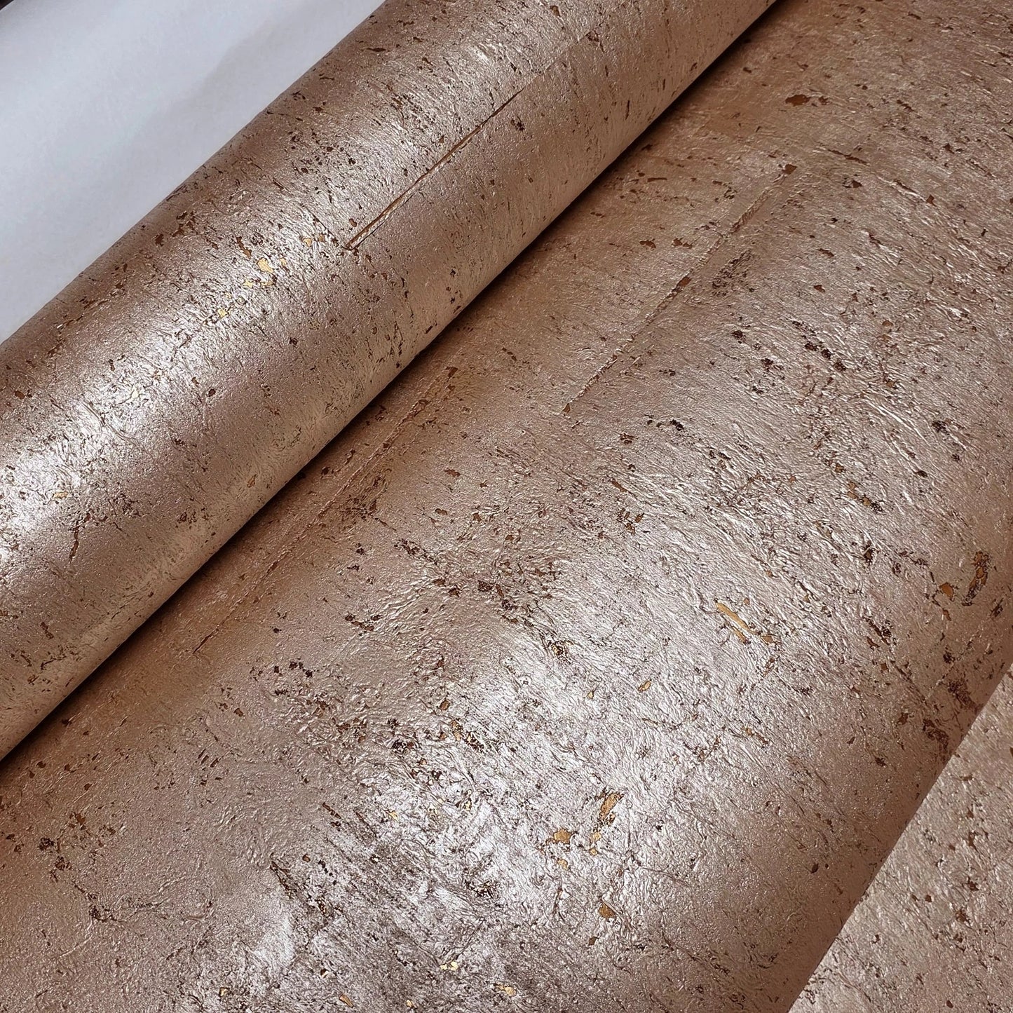 WM032KCG Real Natural cork organic rose gold cream metallic textured modern eco Wallpaper