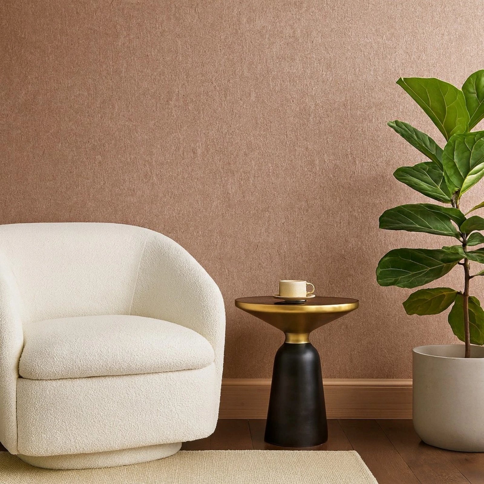 WM032KCG Real Natural cork organic rose gold cream metallic textured modern eco Wallpaper