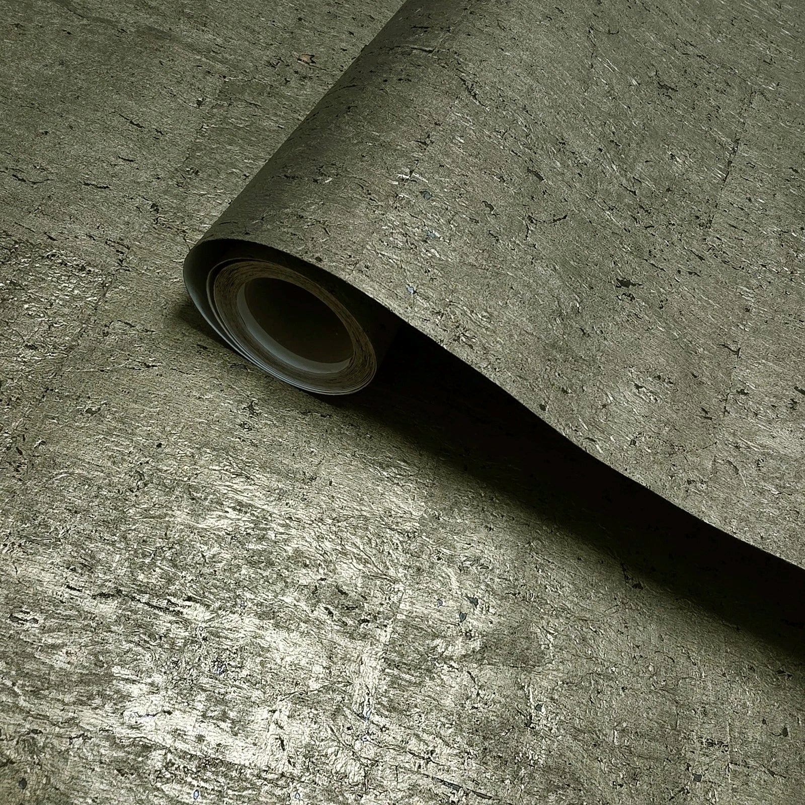 WM034KCG Real Natural cork organic Brass metallic black textured contemporary Wallpaper