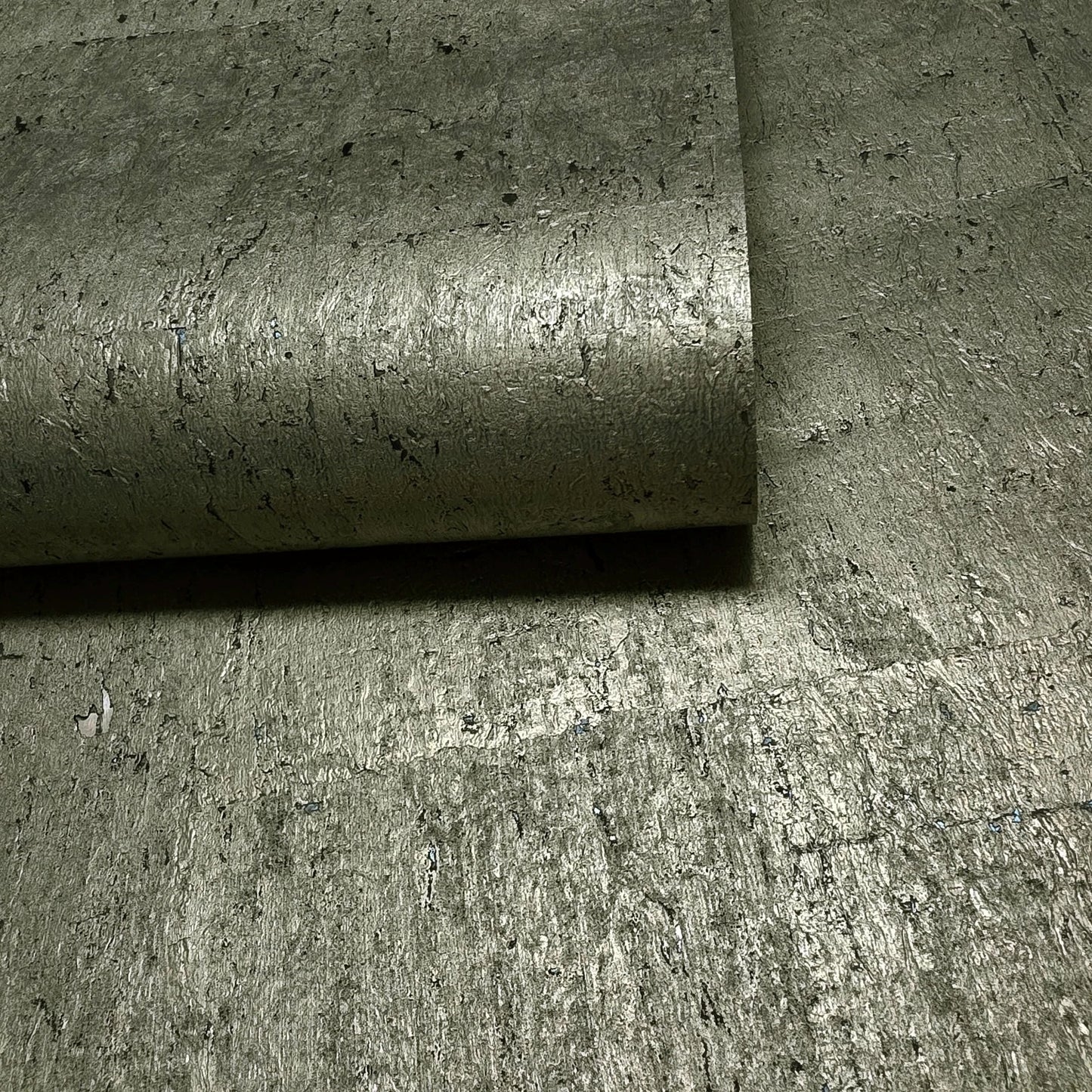 WM034KCG Real Natural cork organic Brass metallic black textured contemporary Wallpaper