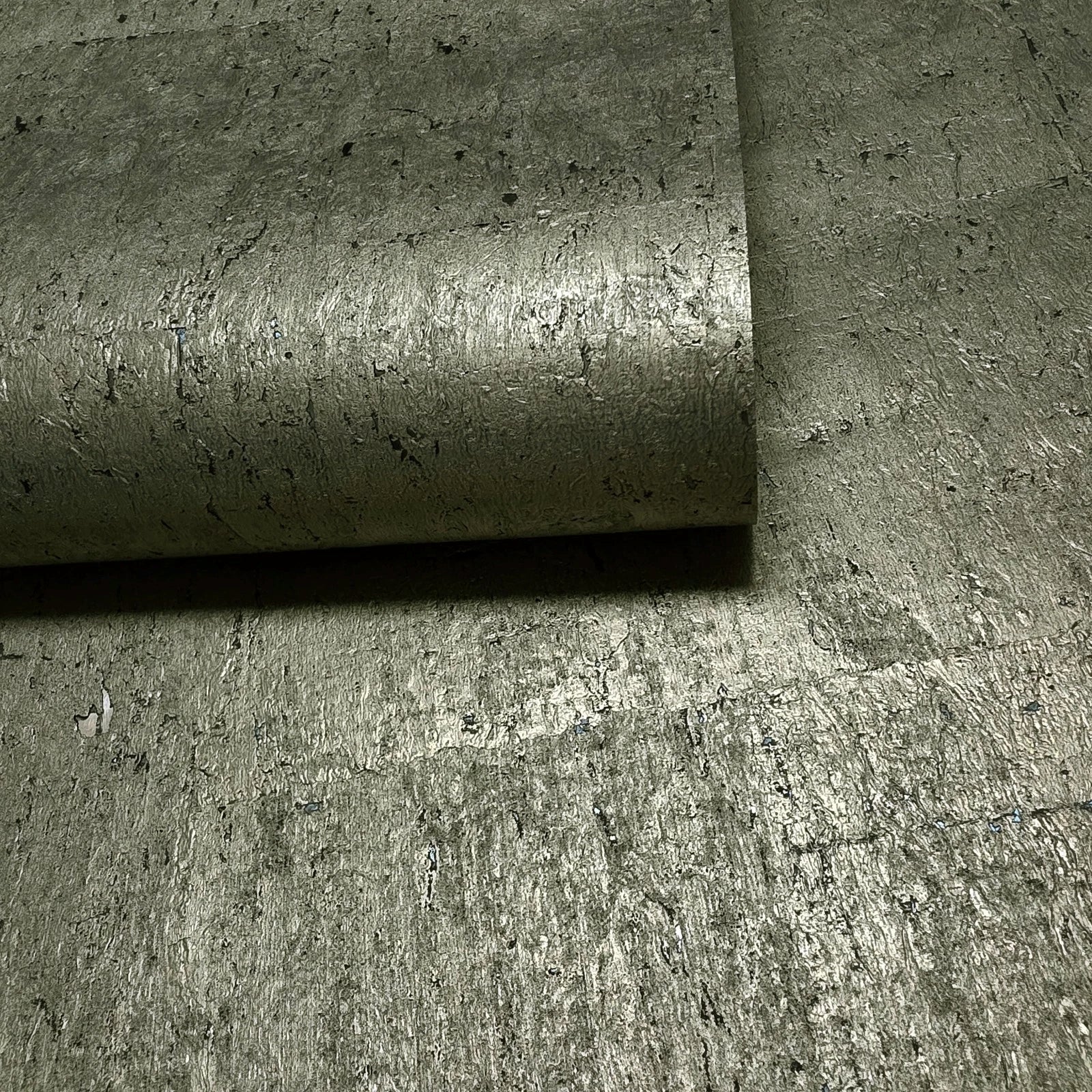 WM034KCG Real Natural cork organic Brass metallic black textured contemporary Wallpaper